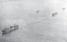 Convoy carrying Exodus 1947 passengers in English Channel, escorted by destroyers