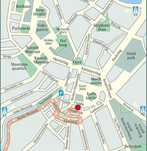 Wien city centre Map