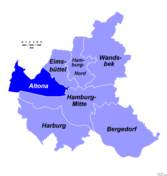 Hamburg suburbs map with Altona