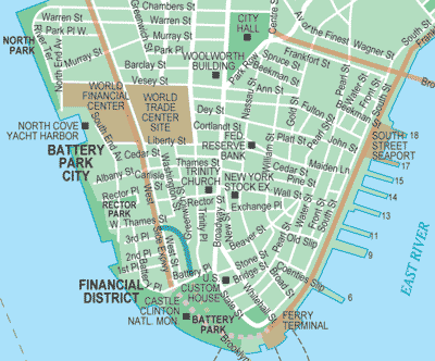 New York Battery Park financial district map